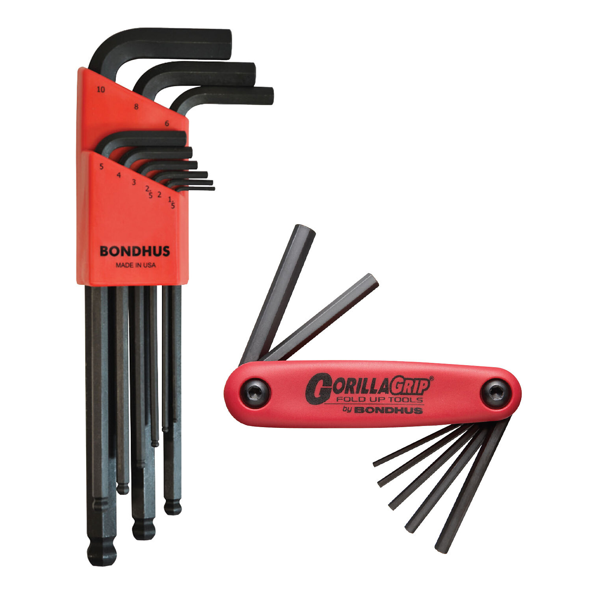 Bondhus Ball End Metric L-wrench Set and Metric Hex Fold-Up Set, 2 pack, Model 14187